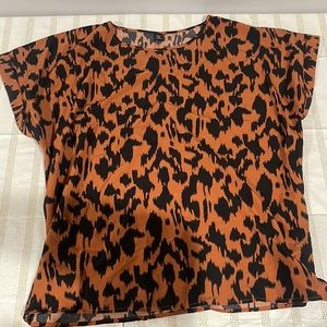 Rolled Cuff Allover Print Top (NWT)
